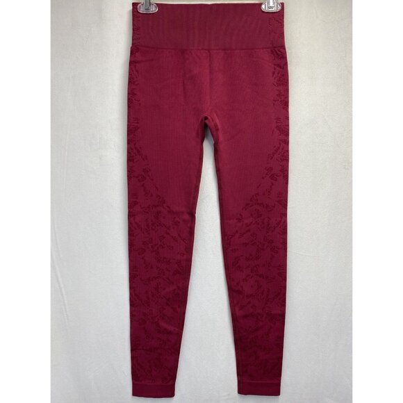 Women Mid-Rise Butt Lift Compression Yoga Leggings Large Red Tummy Control - Picture 15 of 15